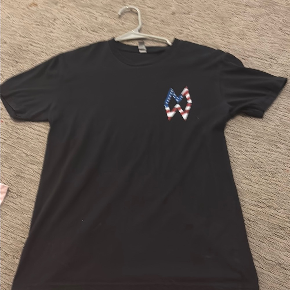 Men's Black T-Shirt with American Flag Logo